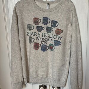 Gray Stars Hollow Graphic Sweater